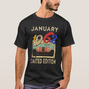 Camiseta Retro Enero 1962 Cinta De Cassette 60º Cumpleaños