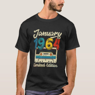 Camiseta Retro Enero 1964 Cinta De Cassette 58º Cumpleaños