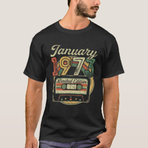 Camiseta Retro Enero 1973 Cinta De Cassette 49º Cumpleaños 