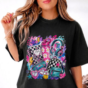 Camiseta Retro Enfermera Doodle Colorida con Estil