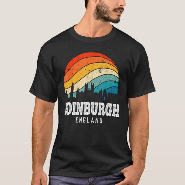 Camiseta Retro England Skyline Vintage City Sunset Edinburg (Anverso)