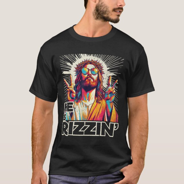 Camiseta Retro Es Rizzin Gracioso Jesús Ha Rizzen Easter C (Anverso)