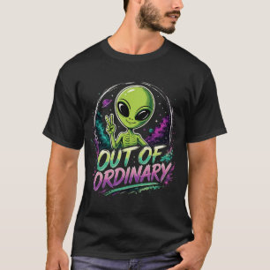 Camiseta Retro Espacial Alien Peace Sign Fuera de