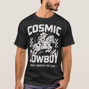 Camiseta Retro Espacio Occidental Gráfico Vaquero Cósmico