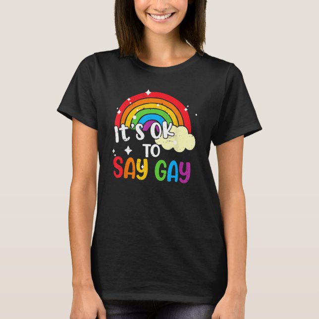 Camiseta Retro Está Bien Decir Trato Lésbico Gay Rainbow (Anverso)