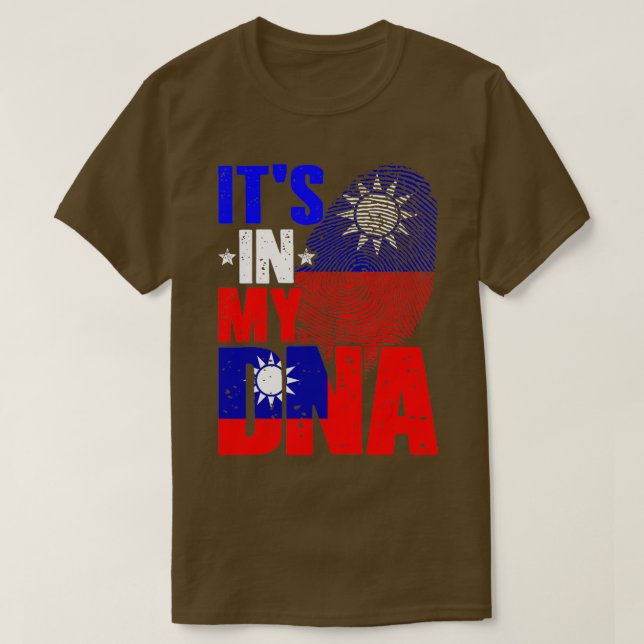 Camiseta Retro Está en mi ADN Taiwán Rota Bandera Taiwanesa (Diseño del anverso)
