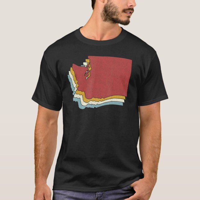 Camiseta Retro Estado USA Mapa Antiguo Washington (Anverso)