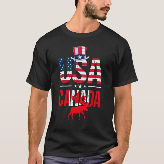 Camiseta Retro Estados Unidos Canadá Bandera de Estados Uni (Anverso)