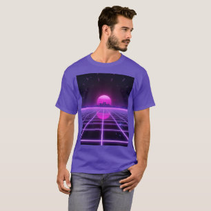 Camiseta Retro Estética T de Cuadrícula de Infinidad Synthw