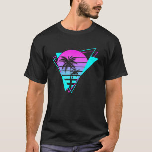 Camiseta Retro Estética Vaporwave Ochenta Palm Geométrica
