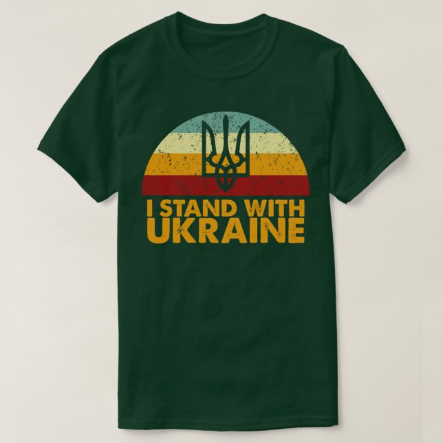 Camiseta Retro estoy de pie con Ucrania (Diseño del anverso)