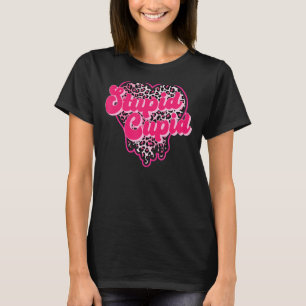 Camiseta Retro Estúpido Cupido Leopardo Corazón Valentines 