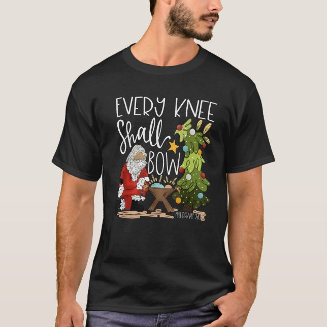Camiseta Retro Every Knee Shall Bow Santa Clause Religious  (Anverso)