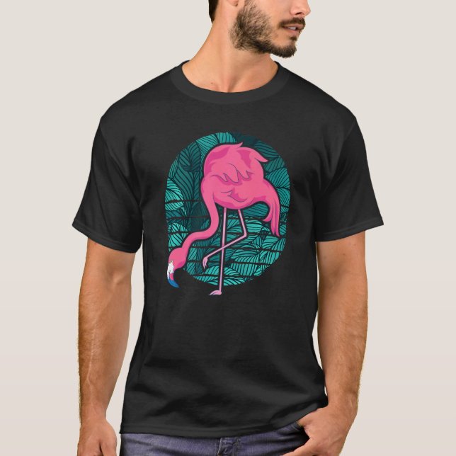 Camiseta Retro Exótico Animal Ave Lover Flami Rosa Tropical (Anverso)