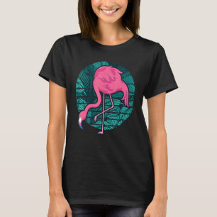 Camiseta Retro Exótico Animal Ave Lover Flami Rosa Tropical