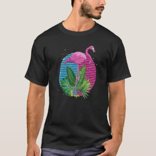 Camiseta Retro Exótico Animal Lover Tropical Bird Pink Flam