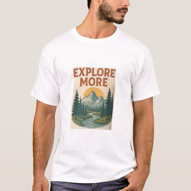 Camiseta Retro "Explore More" Mountain Adventure T-Shirt (Anverso)