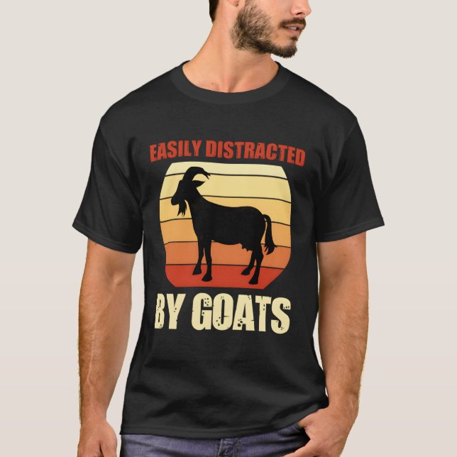 Camiseta Retro Fácilmente Distraído Por Cabras De Ganado Vi (Anverso)