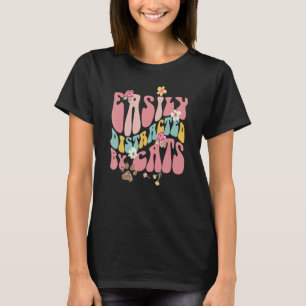 Camiseta Retro Fácilmente Distraído Por Gatos Floral Mamá G