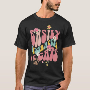 Camiseta Retro Fácilmente Distraído Por Gatos Floral Mamá G