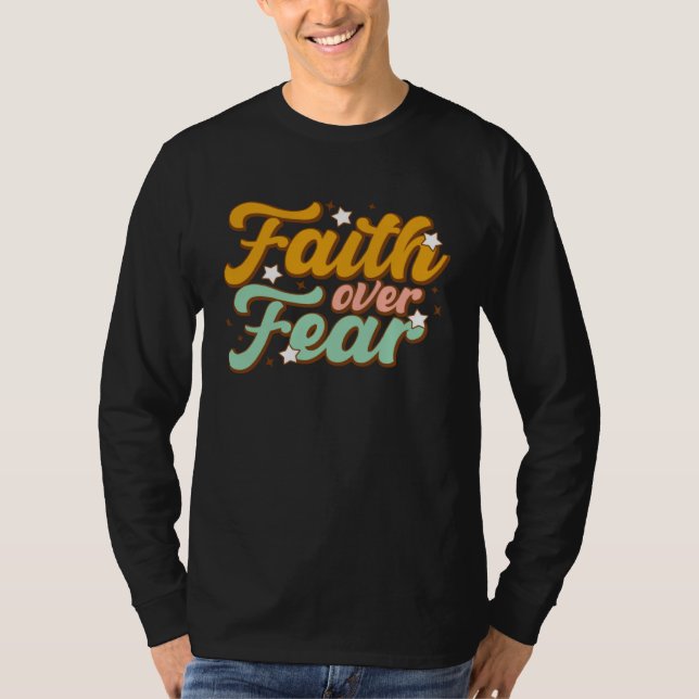 Camiseta Retro Faith Over Fear Arrow Cute Inspirational Chr (Anverso)