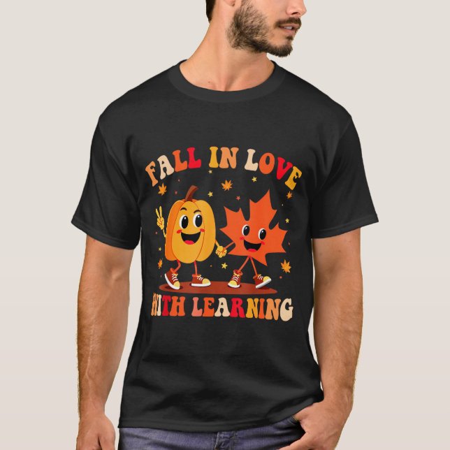 Camiseta Retro Fall In Love With Learning Autumn Pumpkin Te (Anverso)