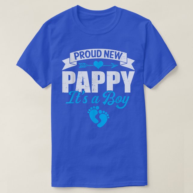 Camiseta Retro Family Proud New Pappy It's A Boy Gender Rev (Diseño del anverso)