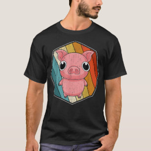Camiseta Retro Farm Animal Cute Piglet Pig 