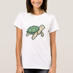 Camiseta Retro faux cross stitch pixel art Sea Turtle