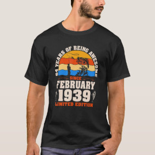 Camiseta Retro Febrero 1939 84 Años Pescando 84º Nacimiento
