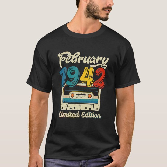 Camiseta Retro Febrero 1942 Cinta Cassette 80º Cumpleaños D (Anverso)