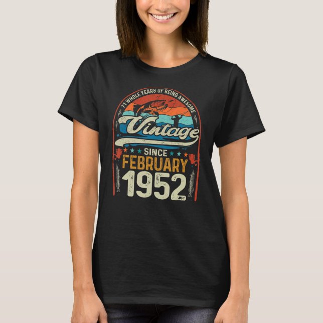 Camiseta Retro Febrero 1952 Pescador de 71 años 71ª Bir (Anverso)