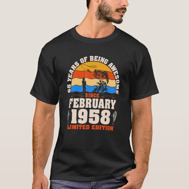 Camiseta Retro Febrero 1958 65 años Pescadores 65º Nacimien (Anverso)