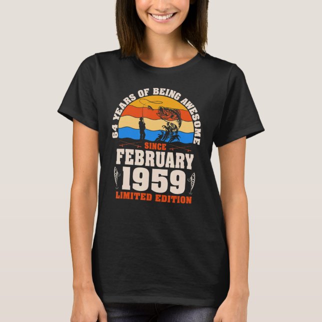 Camiseta Retro Febrero 1959 64 años Pescadores 64º nacimien (Anverso)