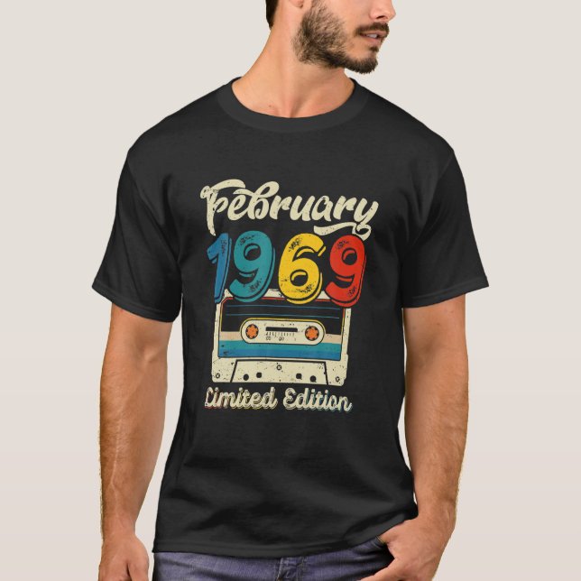 Camiseta Retro Febrero 1969 Cinta De Cassette 53º Cumpleaño (Anverso)