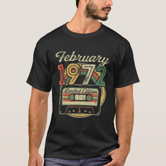 Camiseta Retro Febrero 1972 Cinta De Cassette 50º Cumpleaño (Anverso)