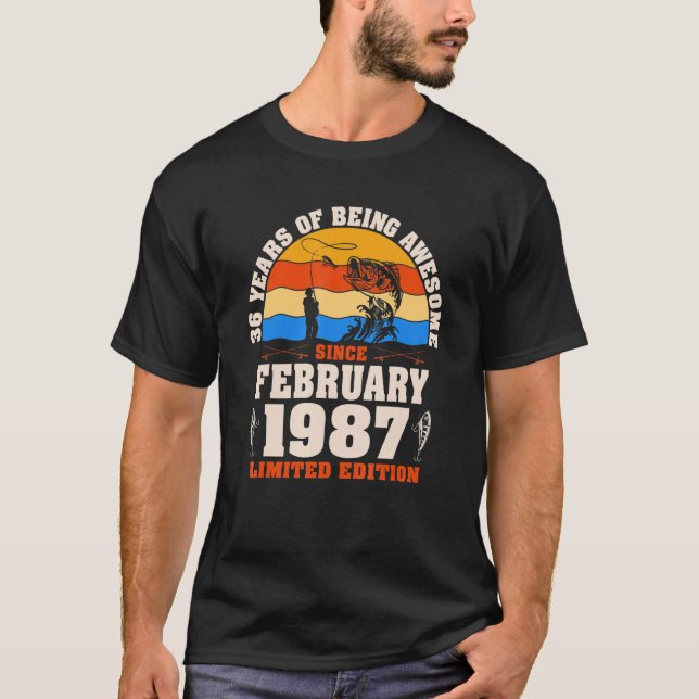 Camiseta Retro Febrero de 1987 Pesca de 36 años 36º nacimie (Anverso)