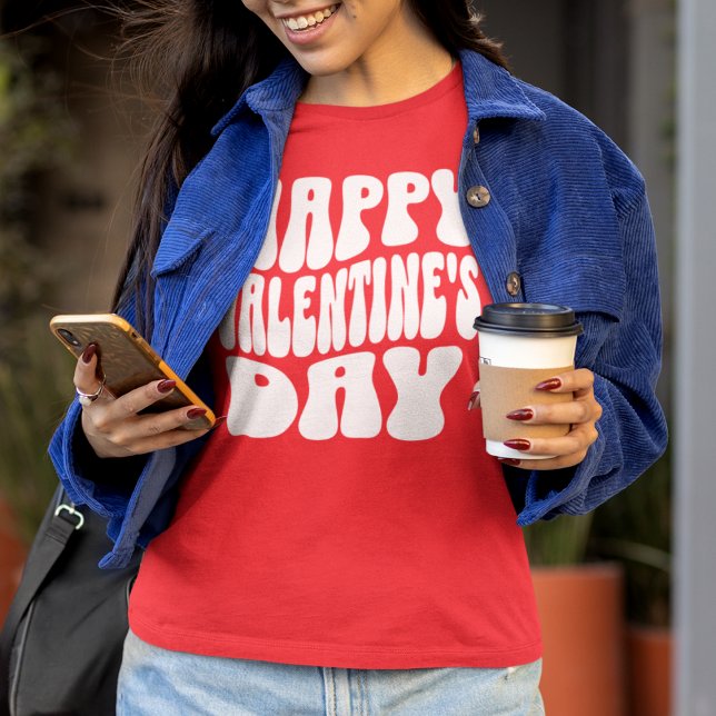 Camiseta Retro Feliz Día de San Valentín a las mujeres roja (Subido por el creador)