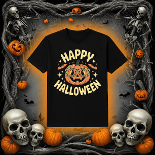 Camiseta Retro Feliz Halloween Jack-O'-Lantern