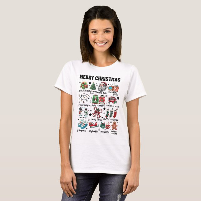 Camiseta Retro Feliz Navidad Ideas de regalo de moda (Anverso completo)