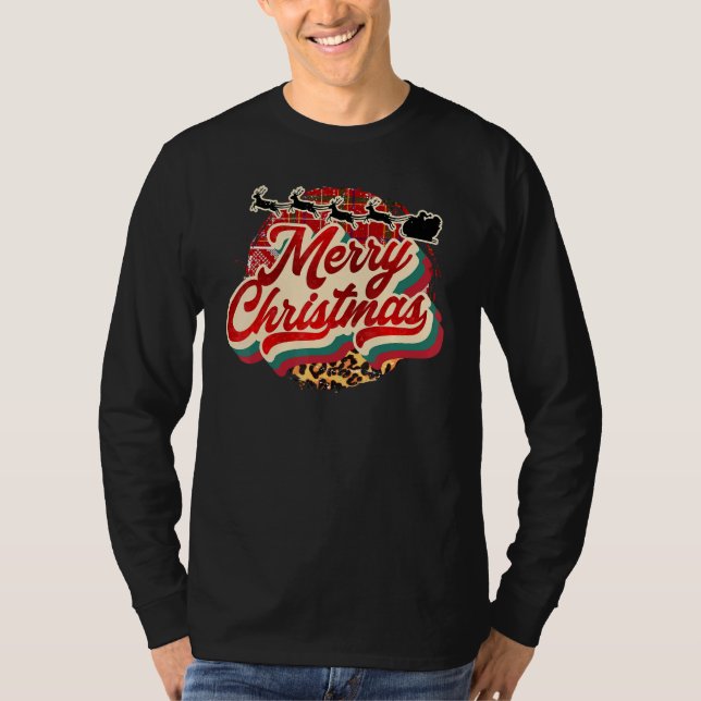 Camiseta Retro Feliz Navidad Leopardo leopardo de la Navida (Anverso)
