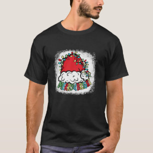 Camiseta Retro Feliz Navidad Luces Red Santa Hat Xmas Fa