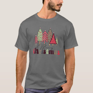 Camiseta Retro Feliz Navidad Pinos Árboles de Navidad Navid