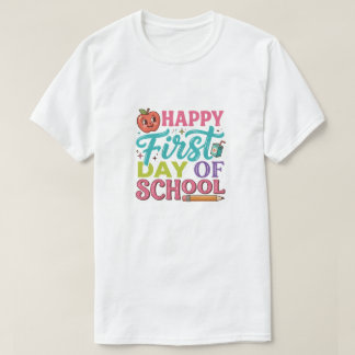 Camiseta Retro Feliz Primer Día de Escuela Manzana Adorable