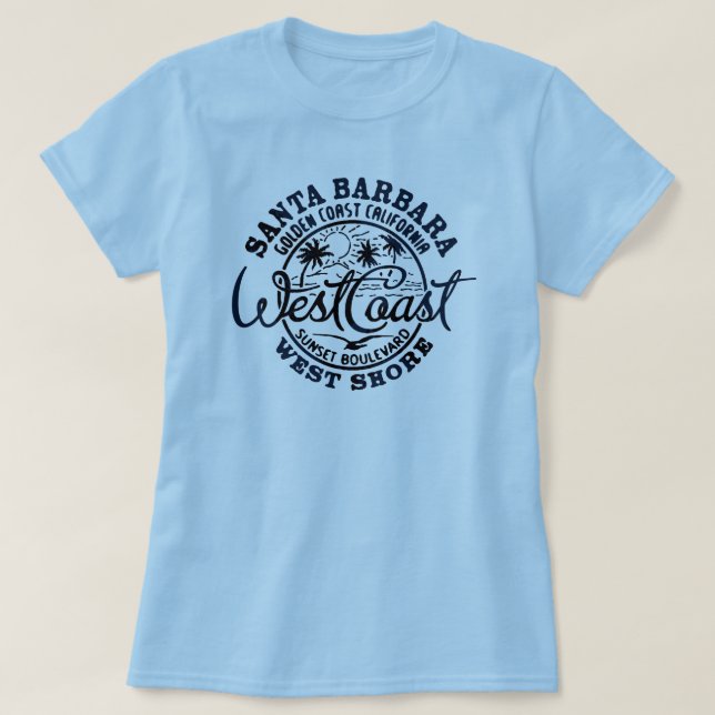 Camiseta Retro femenino de la costa oeste de Santa Bárbara  (Diseño del anverso)