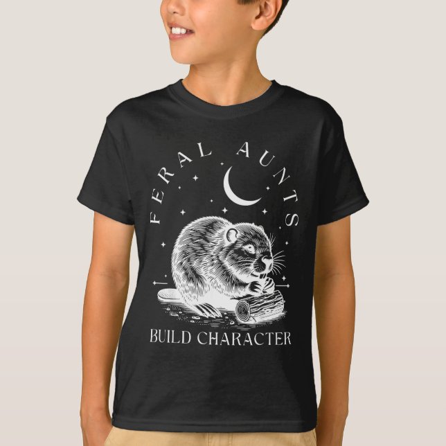 Camiseta Retro Feral Aunts Build Character Funny New Aunt C (Anverso)