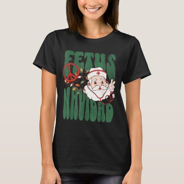 Camiseta Retro Fetus Navidad Santa Claus Christmas Obgyn Nu (Anverso)