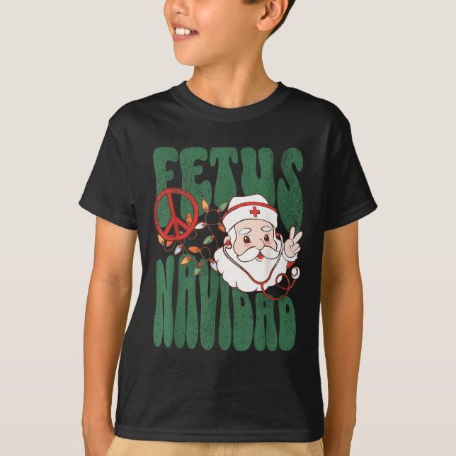 Camiseta Retro Fetus Navidad Santa Claus Christmas Obgyn Nu (Anverso)