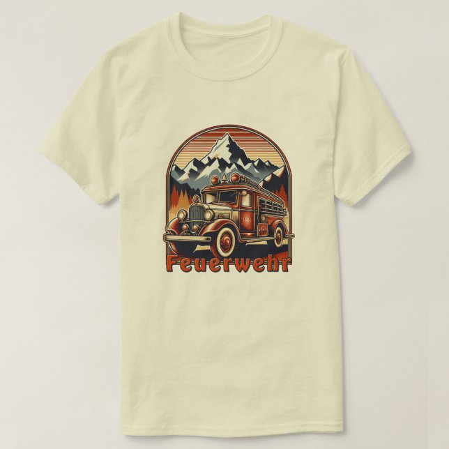 Camiseta Retro-Feuerwehrauto & Berg (Diseño del anverso)