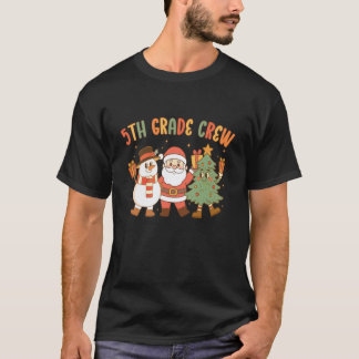 Camiseta Retro Fifth Grade Crew Christmas Jolliest Bunch of